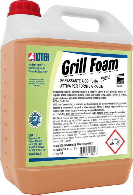 GRILL FOAM Sgrassante alcalino a schiuma attiva per la rimozione veloce di olii e grassi sia animali che vegetali