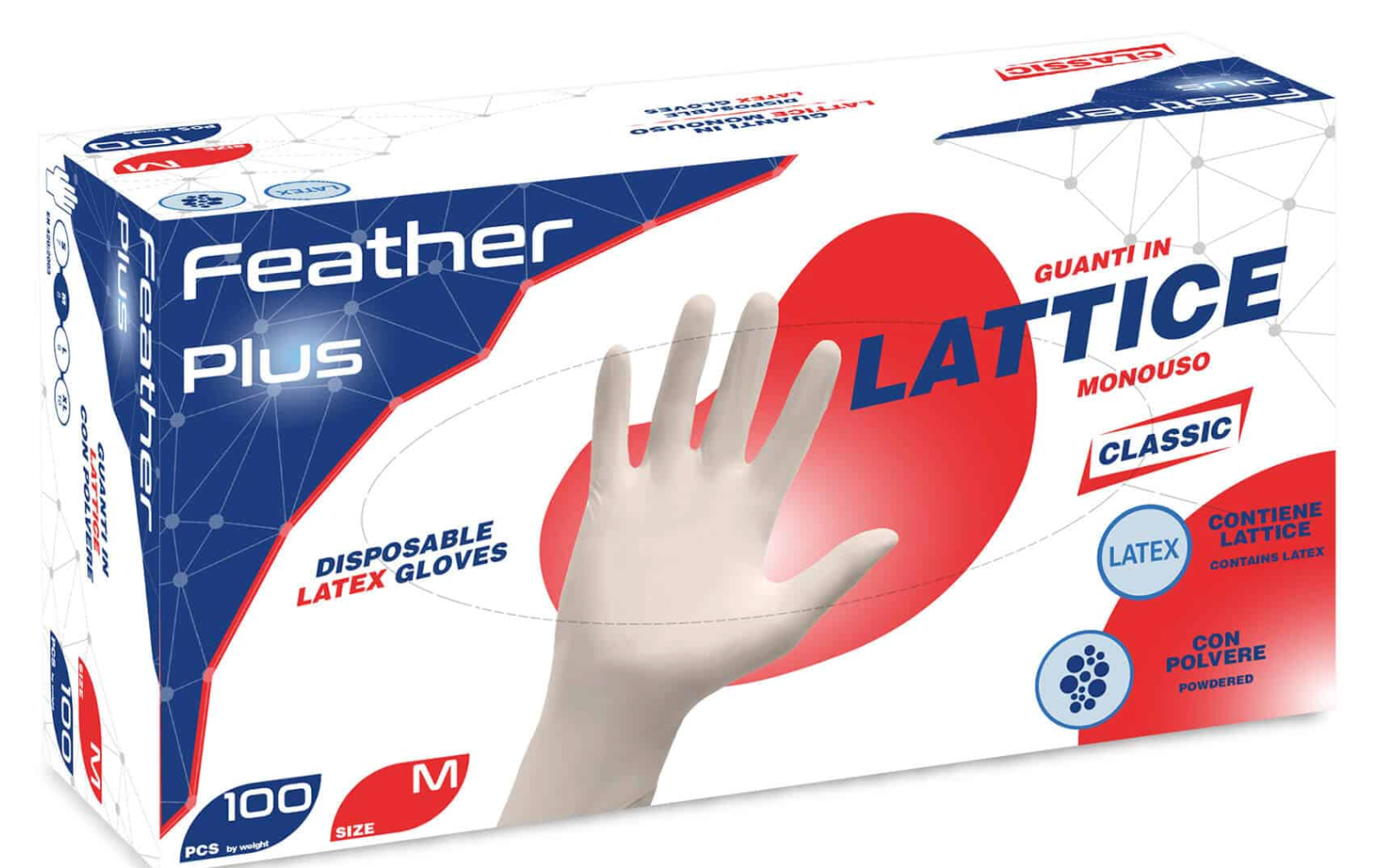 Guanti in Lattice con polvere Feather Plus – gr. 4,8 (M)