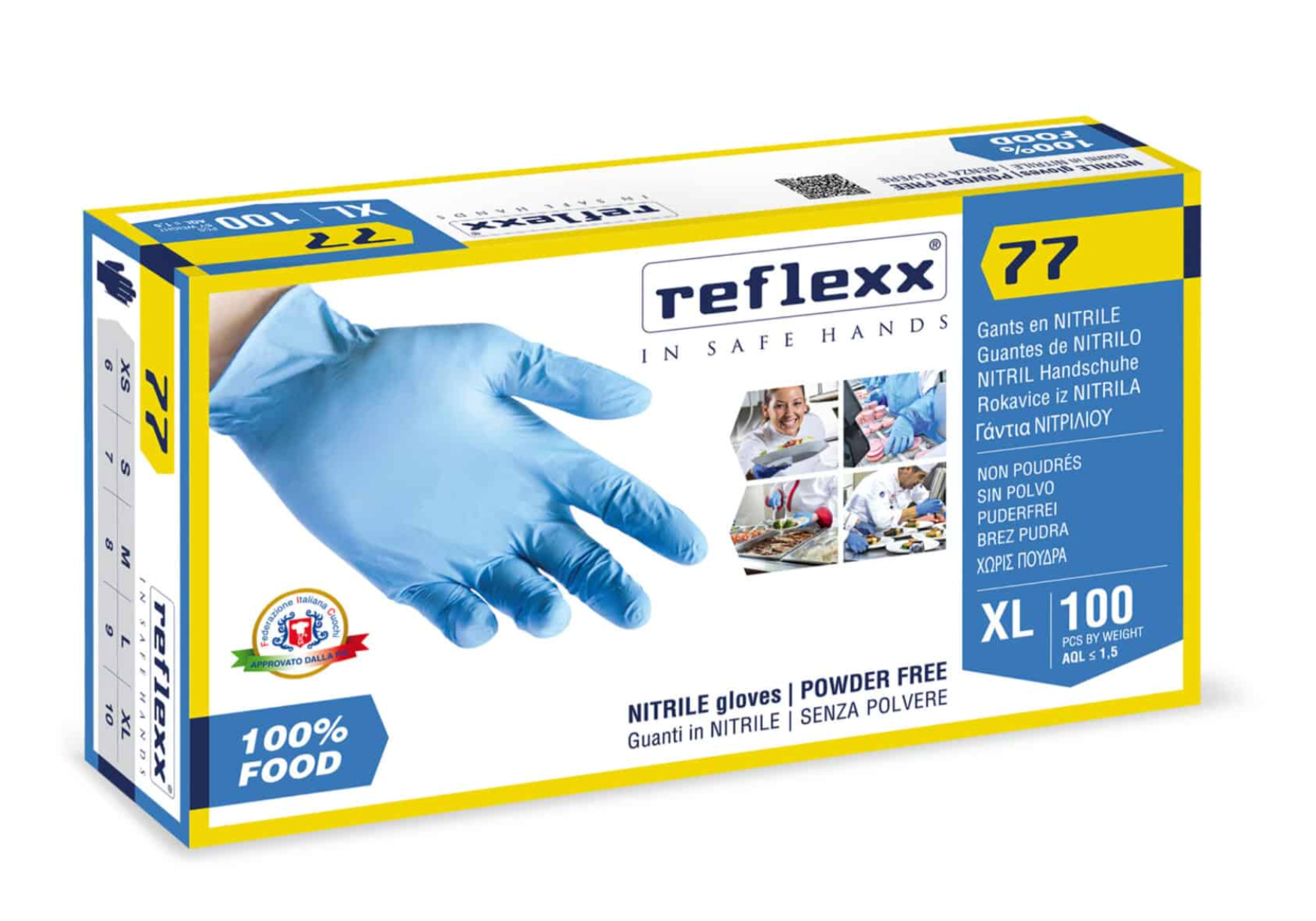 Guanti In Nitrile Senza Polvere Reflexx 77 Food Line – gr. 3