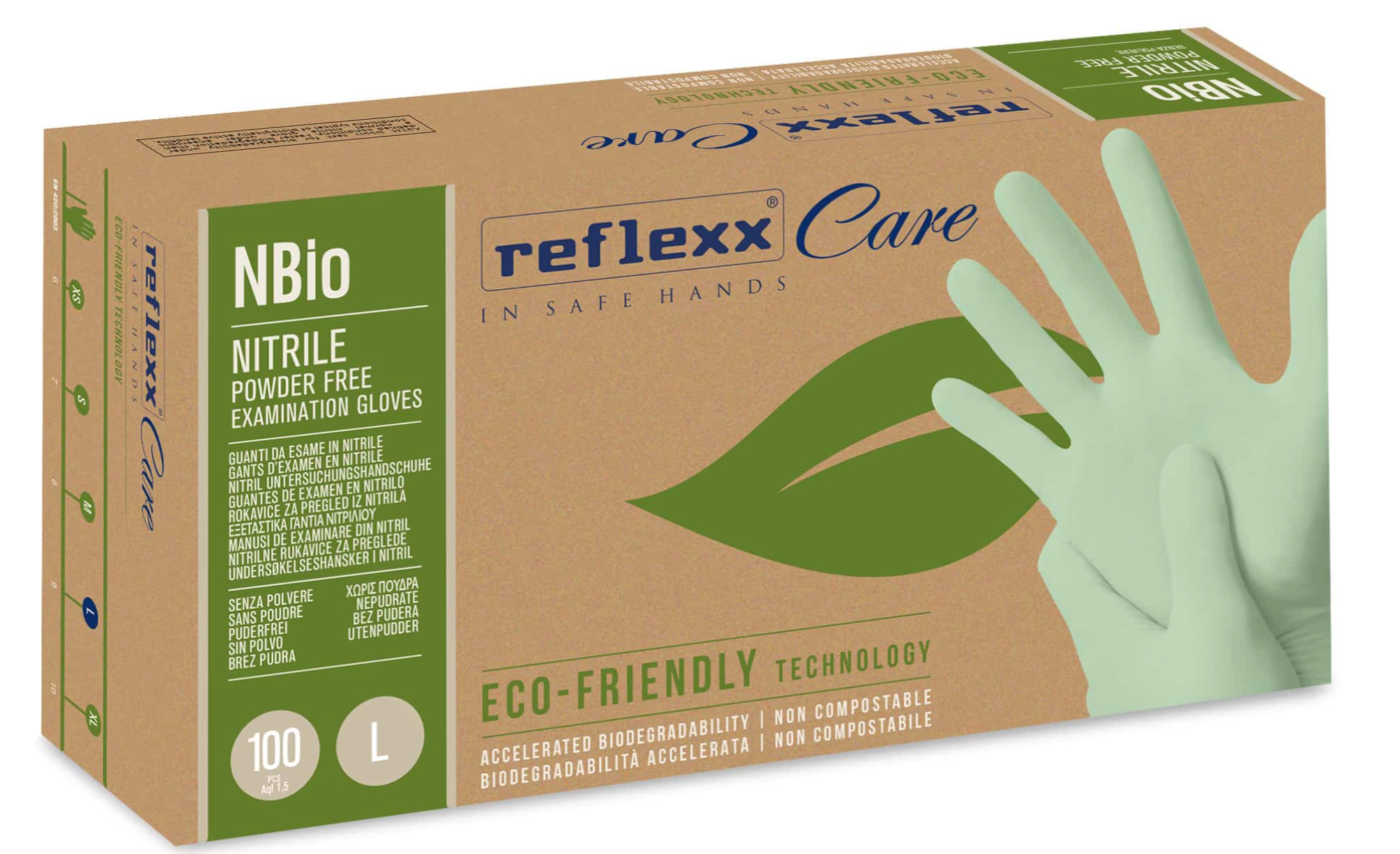 Guanti In Nitrile Eco-Friendly Senza Polvere Reflexx NBio – gr. 3,5