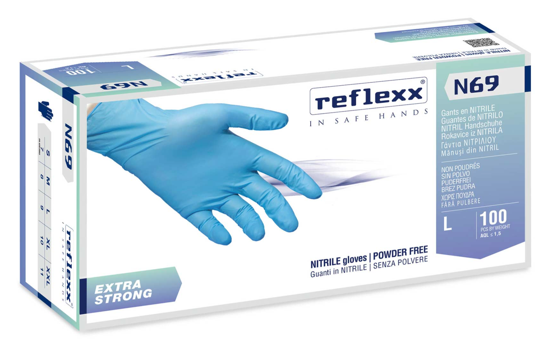 Guanti In Nitrile Senza Polvere Extra Strong Reflexx N69 – gr. 6,8