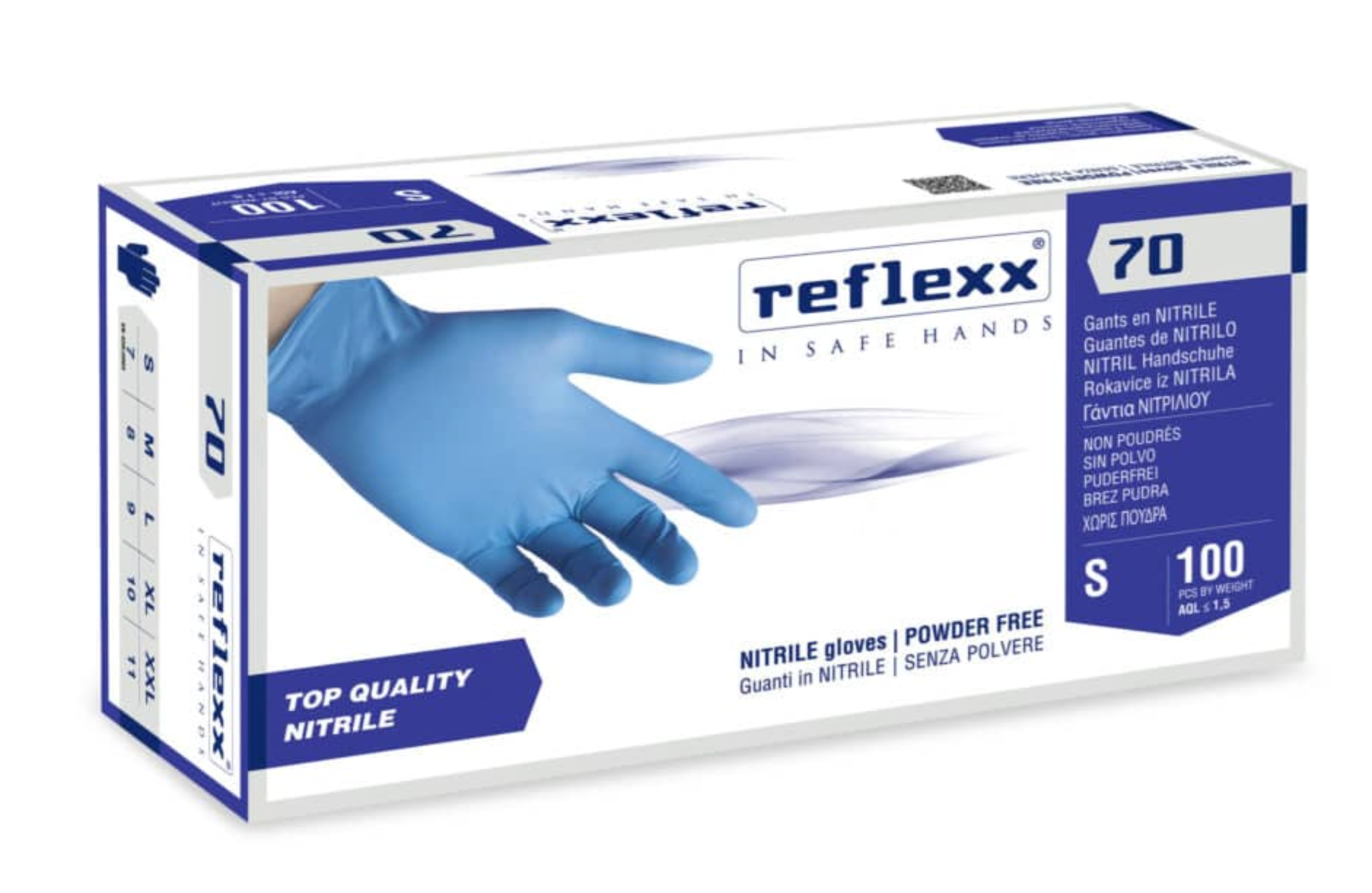 Guanti In Nitrile Senza Polvere Reflexx 70 – gr. 4,9 (M)