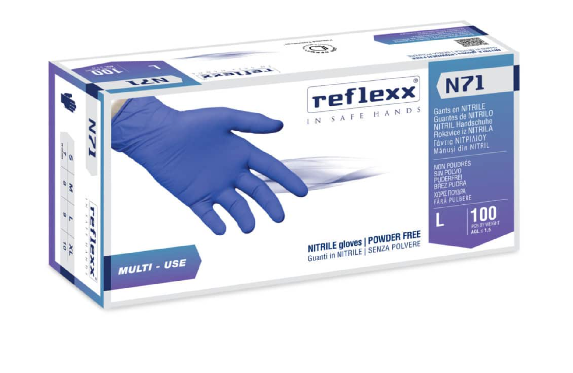 Guanti In Nitrile Ipoallergenici Senza Polvere Reflexx N71 – gr. 4,2