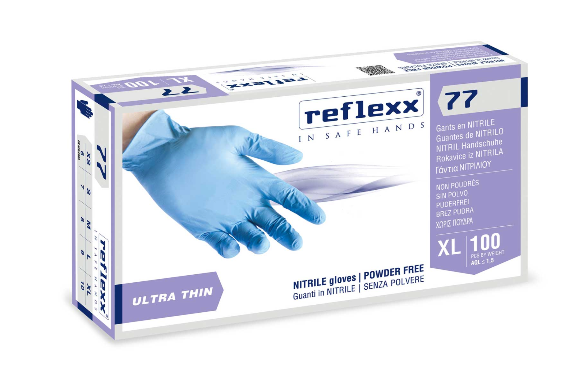 Guanti In Nitrile Senza Polvere Reflexx 77 – gr. 3,0 (M)