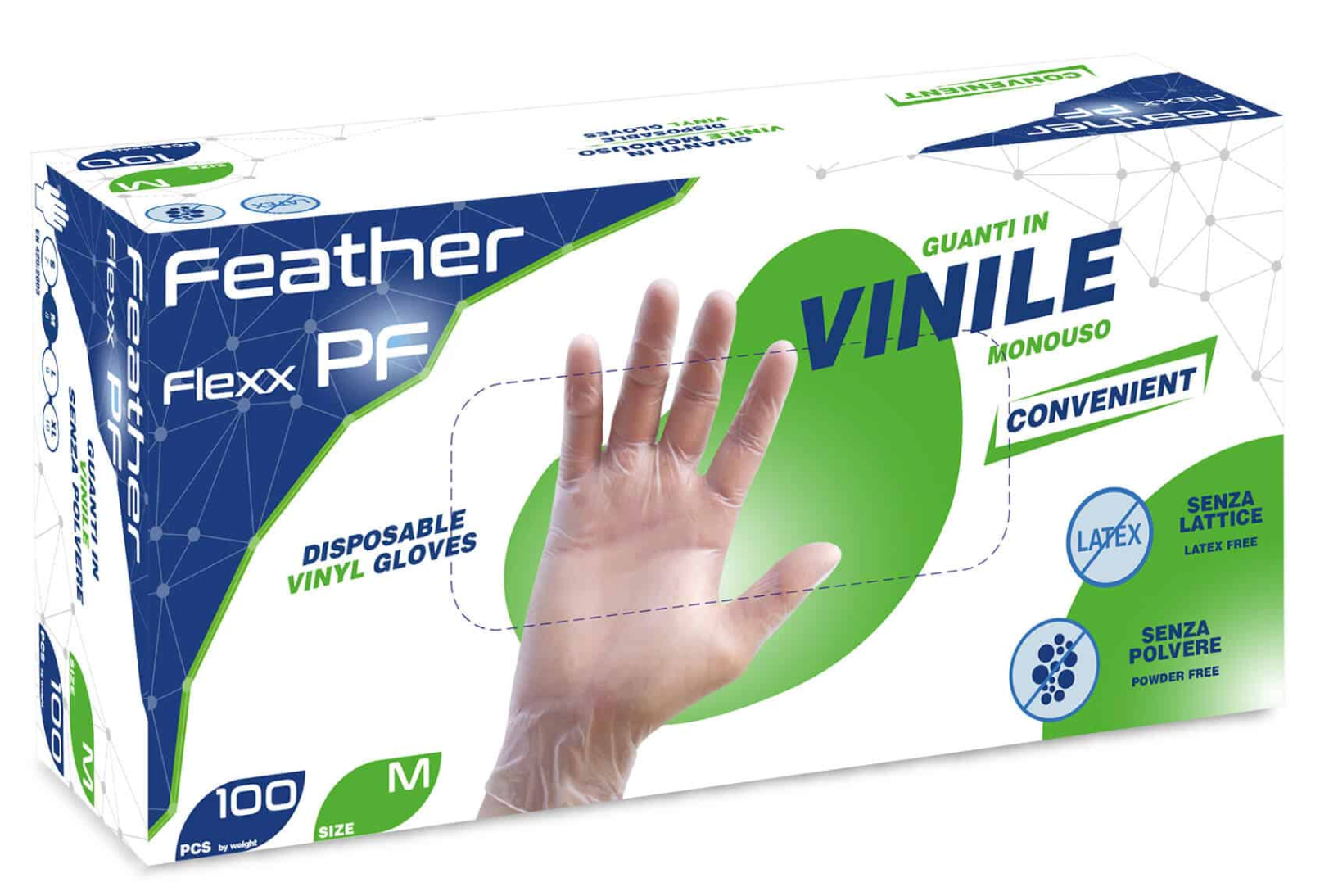 Guanti In Vinile Feather Flexx PF – gr. 4,0 (M)