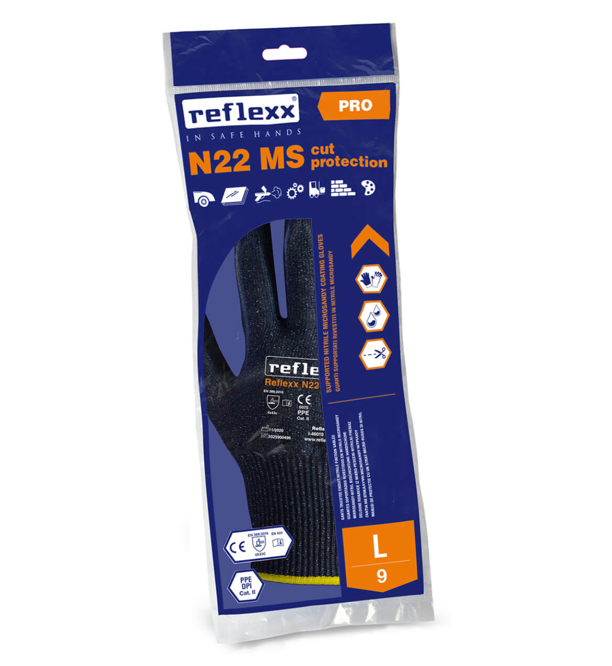 Guanti da lavoro supportati In Nitrile MicroSandy Reflexx N22 MS cut protection