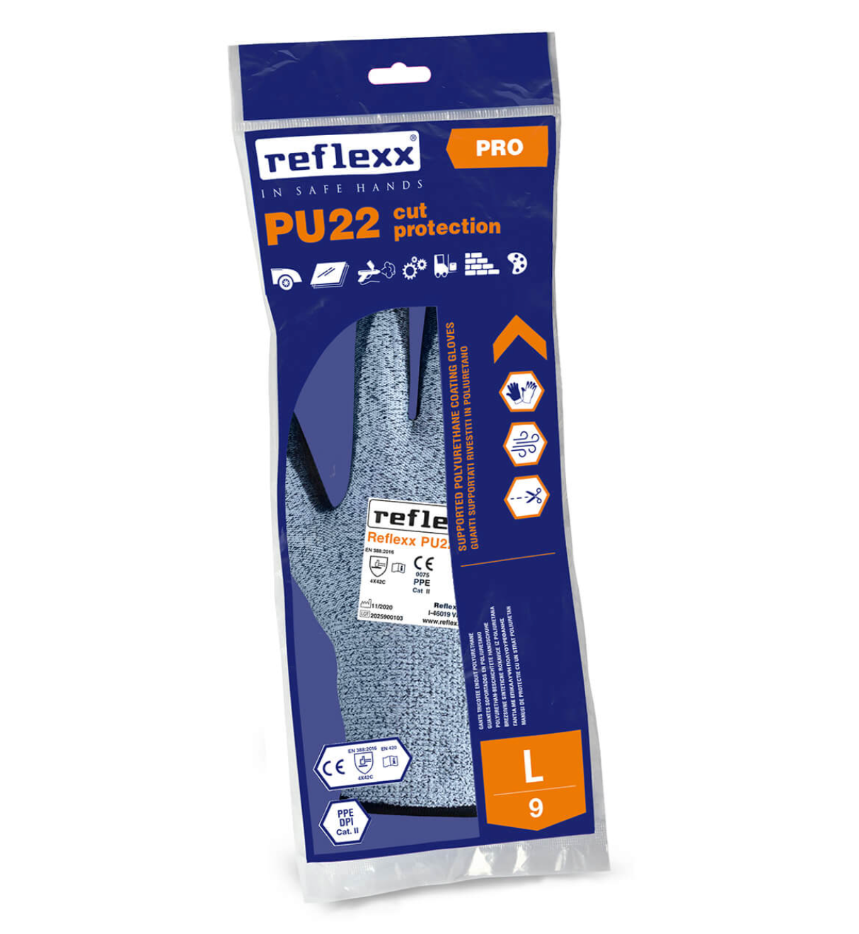 Guanti da lavoro Supportati In Poliuretano Reflexx PU22 cut protection