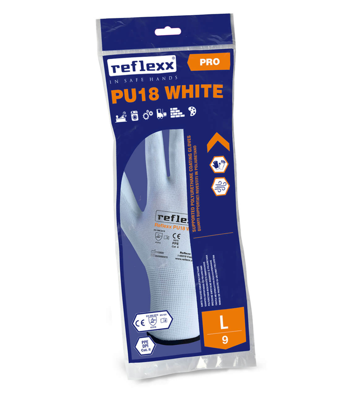Guanti da lavoro Supportati In Poliuretano Reflexx PU18 White