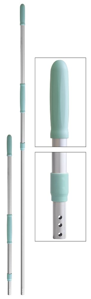 Manico alluminio anodizzato telescopico 2 pz. con componenti plastici antibatterici