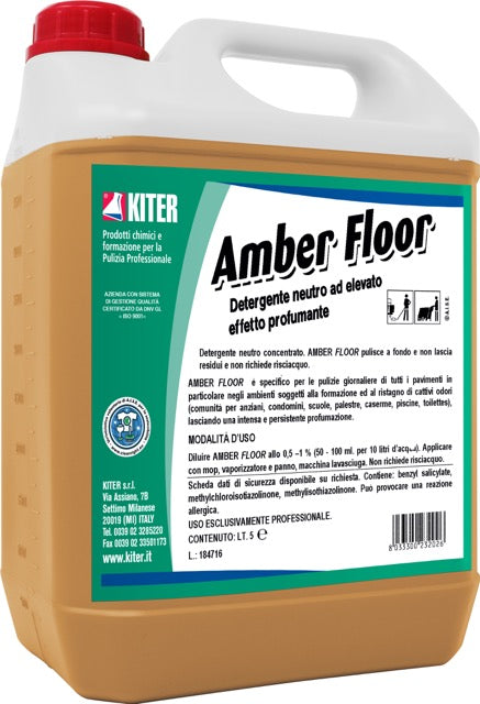 AMBER FLOOR - Detergente neutro sgrassante per pavimenti ad elevato e persistente effetto profumante ambra