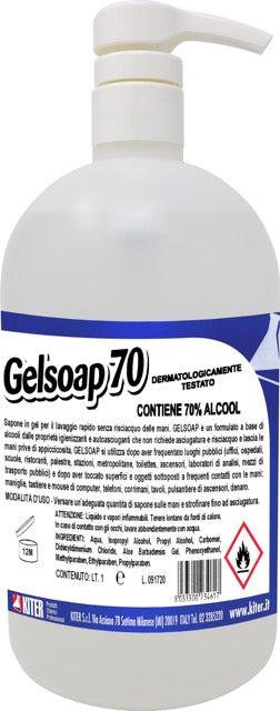 GELSOAP 70 - Gel idroalcoolico igienizzante per il lavaggio rapido senza risciacquo delle mani