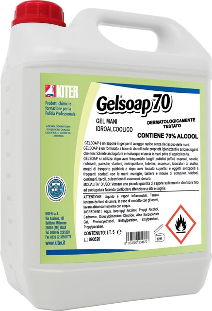 GELSOAP 70 - Gel idroalcoolico igienizzante per il lavaggio rapido senza risciacquo delle mani