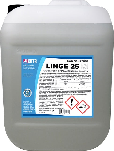 LINGE 25 - DETERGENTE 3 IN 1 per lavabiancheria industriali