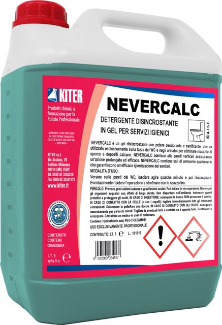 NEVERCALC - Gel disincrostante igienizzante per la pulizia di fondo dei servizi igienici