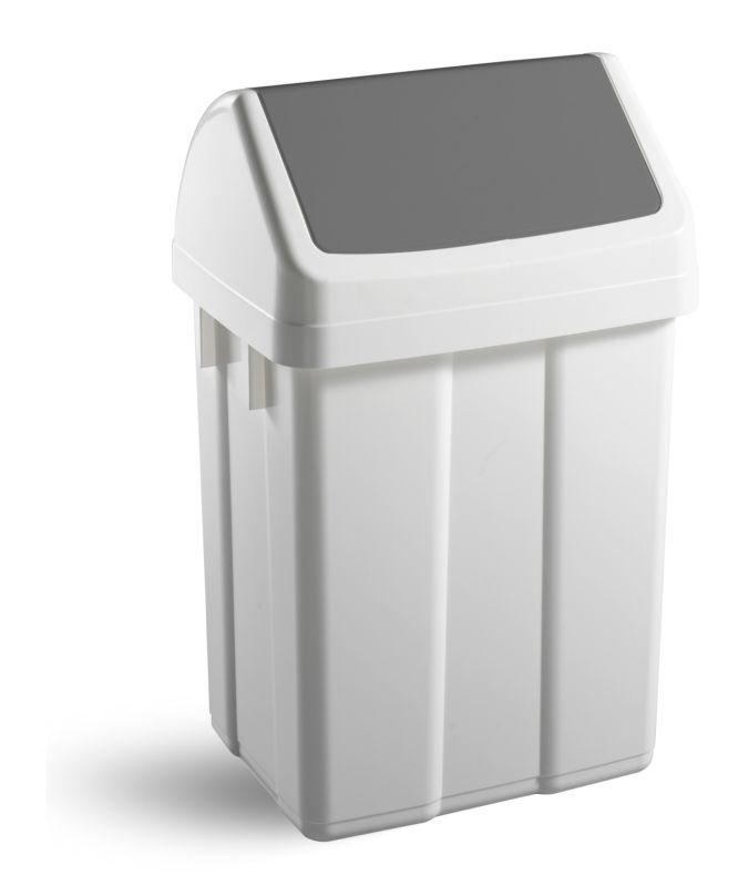 PATTY - contenitore gettacarta in plastica bianco con coperchio basculante colorato