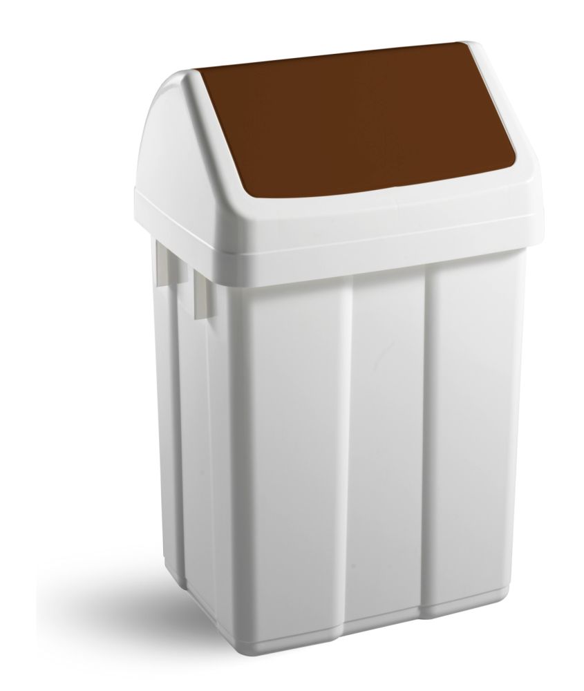 PATTY - contenitore gettacarta in plastica bianco con coperchio basculante colorato