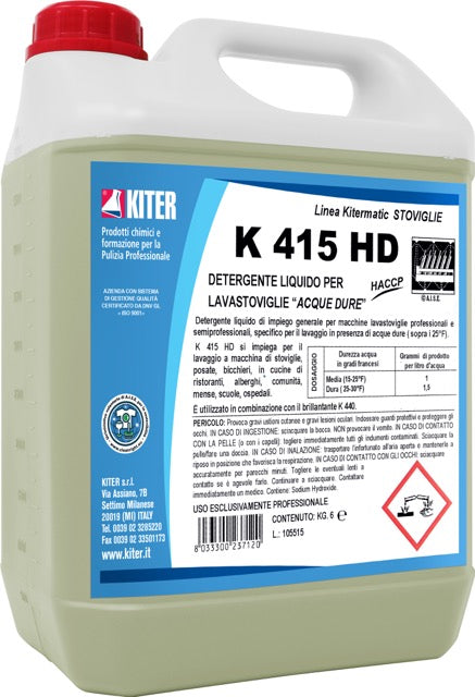 LAVASTOVIGLIE K 415 HD KG 6 KITER Detergente liquido per lavastoviglie  acque dure