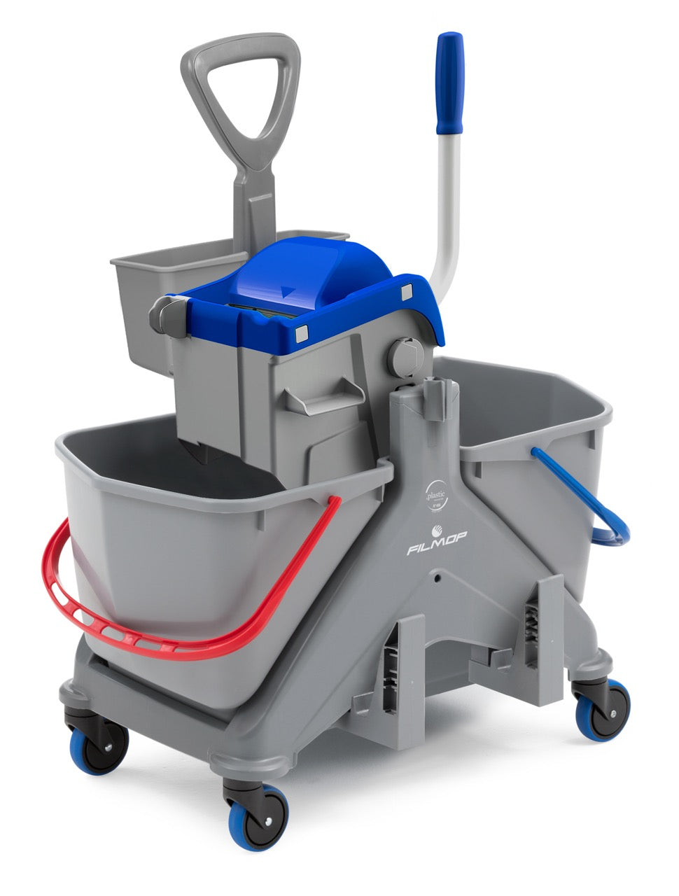 ONEFRED - carrello in plastica con maniglia plastica, cassetta, reggiscopa e strizzatore Boost