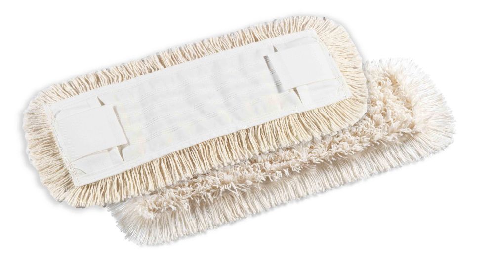 Frangia in cotone, supporto in tela poliestere, filo continuo interno e tagliato esterno, con tasche e alette